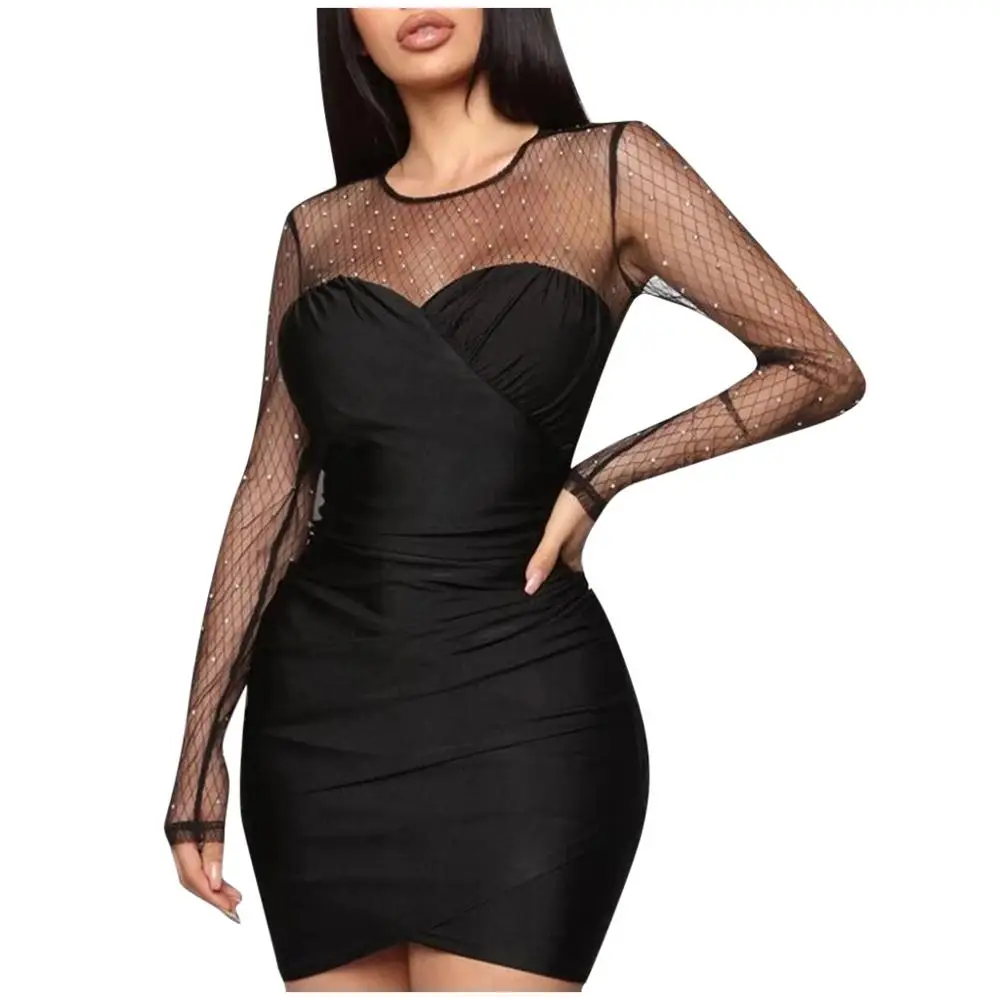 Черное классическое мини платье летнее для ночного клуба Дамское модное