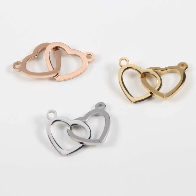 

Подвеска с двойным сердцем, подвеска с сердцами из нержавеющей стали, зеркальные Полированные Подвески для ювелирных изделий, новое ожерел...