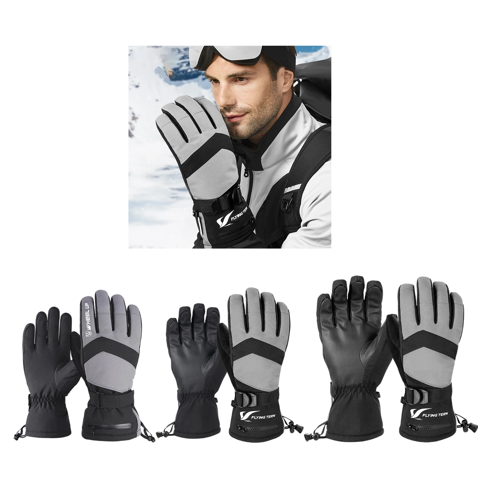 

AntiSlip Snowboard Gloves Windproof Waterproof Winter Snow Glove Bike Bicycle Snowmobile Gloves for Outdoor Driving Riding