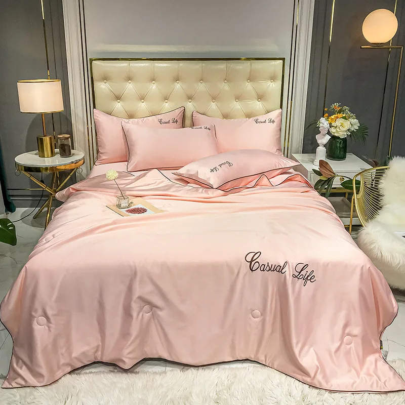 Летнее одеяло из моющегося ледяного шелка мягкое дышащее покрывало для