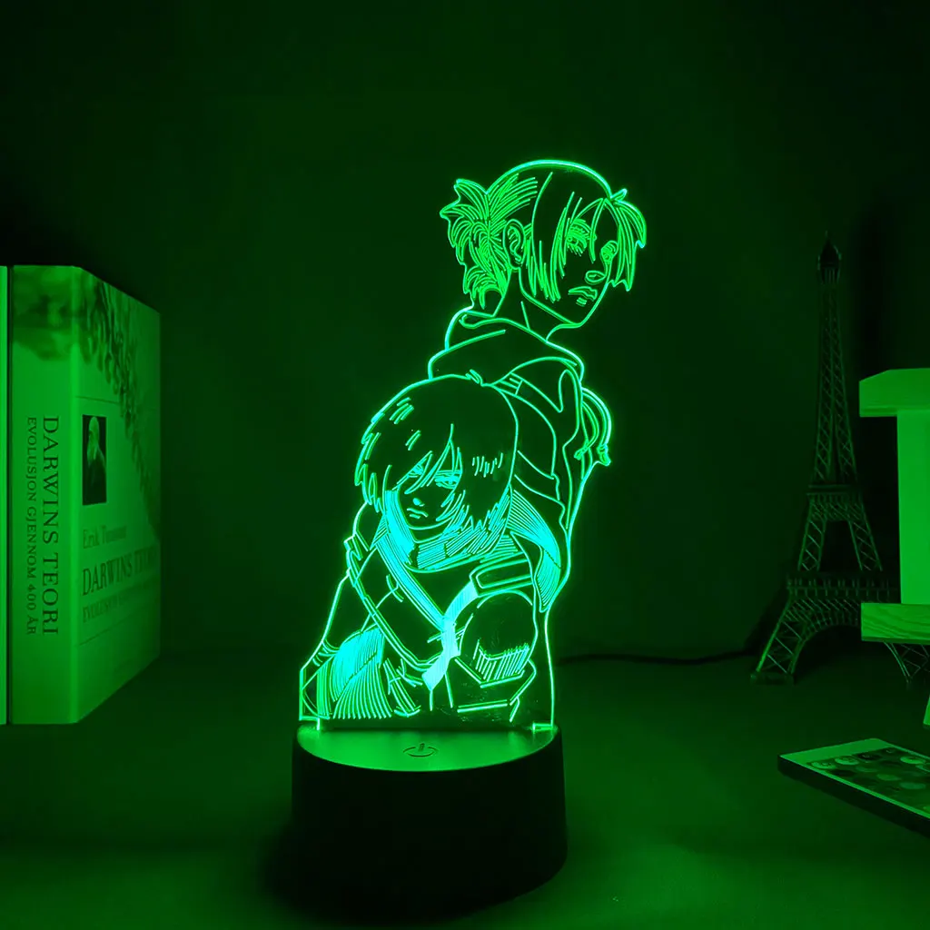 

3D Lamp Anime Attack on Titan Annie Leonhart Light for Bedroom Decoration Kids Gift Attack on Titan LED Night Light Mikasa