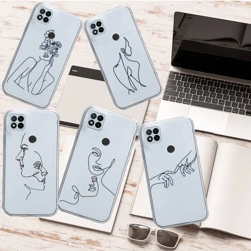 

Abstract art painting line Phone Case Transparent for Xiaomi redmi note 5 7 8 9 10 11 t S A lite pro high quality funda