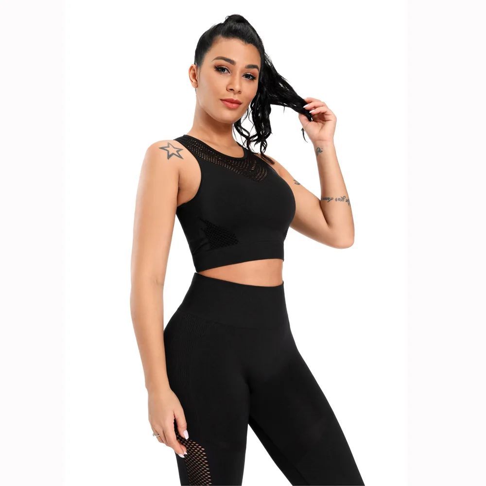 

Seamless Yoga Fitness Suit Women's Tight-fitting Breathable Yoga Clothes Hip-lifting High-waist Seamless Yoga Pants Suit JSF58