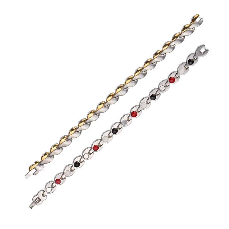 Браслет для здоровья USWEL Magnetic из нержавеющей стали с наручным ремешком и цепочкой на руку, с германиевыми браслетами для женщин.