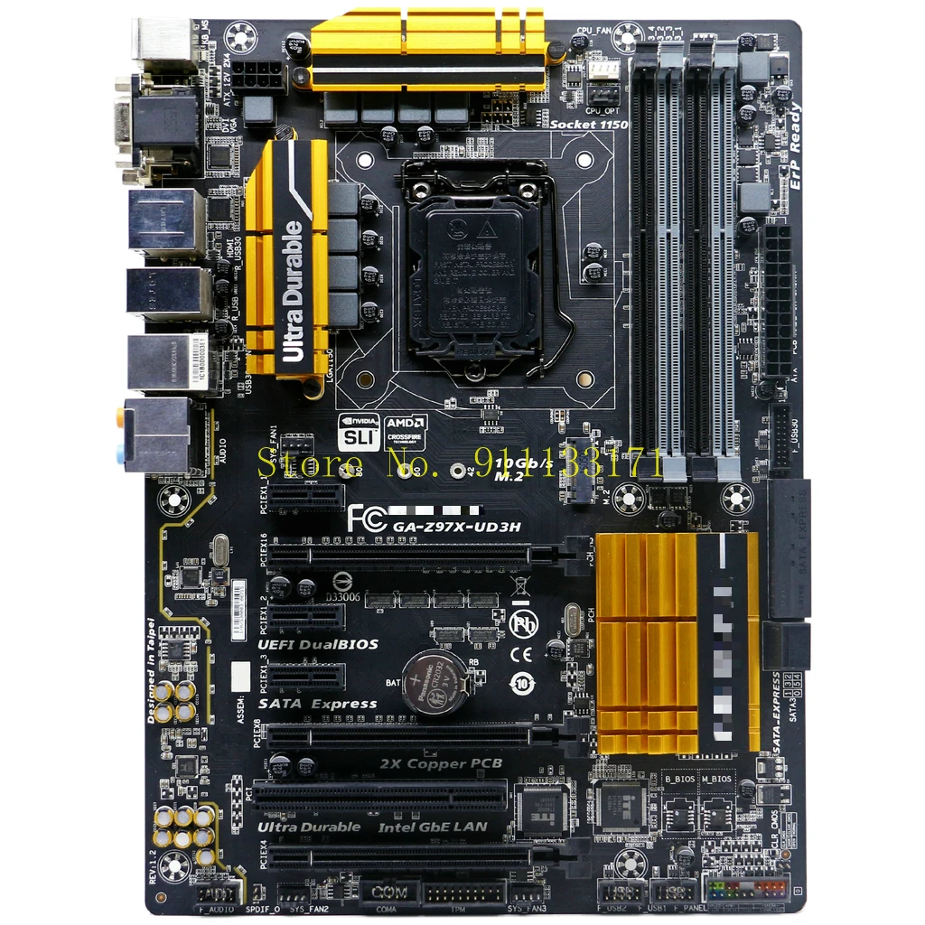 Для GIGABYTE GA Z97X UD3H для настольных ПК Разъем LGA1150 DDR3 PCI E3.0 SATA3.0 Intel Z97 материнская плата
