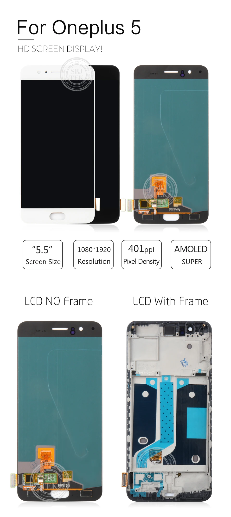 5," AMOLED ЖК-дисплей для Oneplus 5 дисплей сенсорный экран с рамкой Замена для OnePlus 5 дисплей A5000 One Plus 5 ЖК
