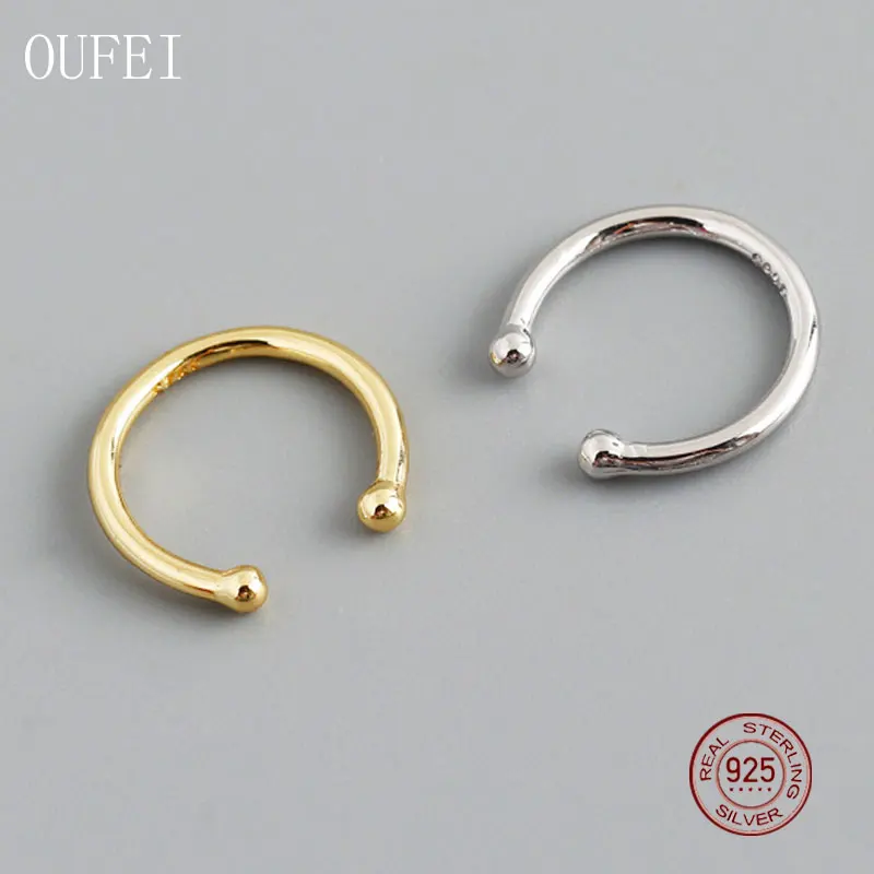 

925 стерлингового серебра клипсы для ушей в форме для женщин простота круглый маленький нет необходимости для серьги модные ювелирные украш...