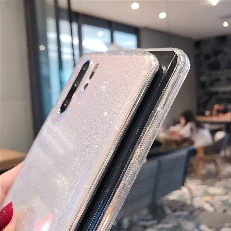 Прозрачный блестящий мягкий чехол для huawei p40 p30 p20 lite pro mate 20 10 p smart 2019 y9 honor 8x 10i 9 nova