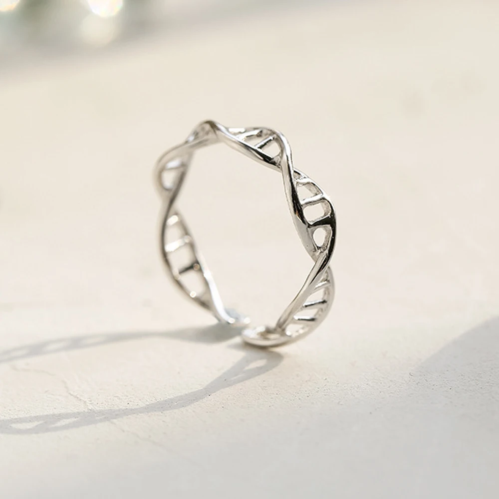 

New Unique Trend Of The Creative DNA Shape Contracted Fashion Ring Opening Size Adjustable Finger Rings