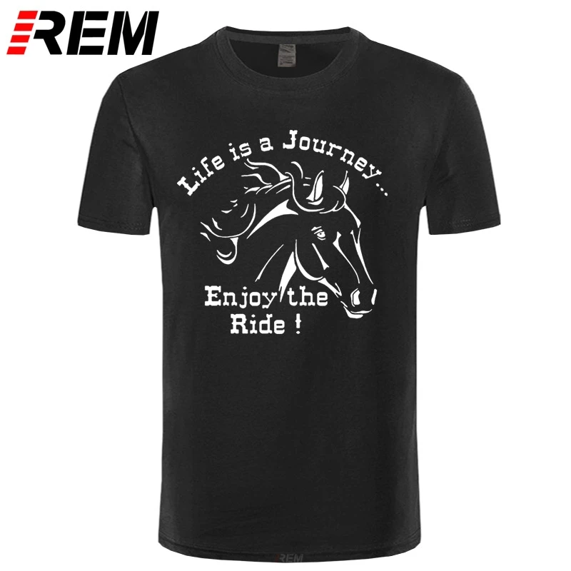 Футболка REM Life Is A Journey Enjoy The Ride Horse мужская с принтом летняя Повседневная рубашка