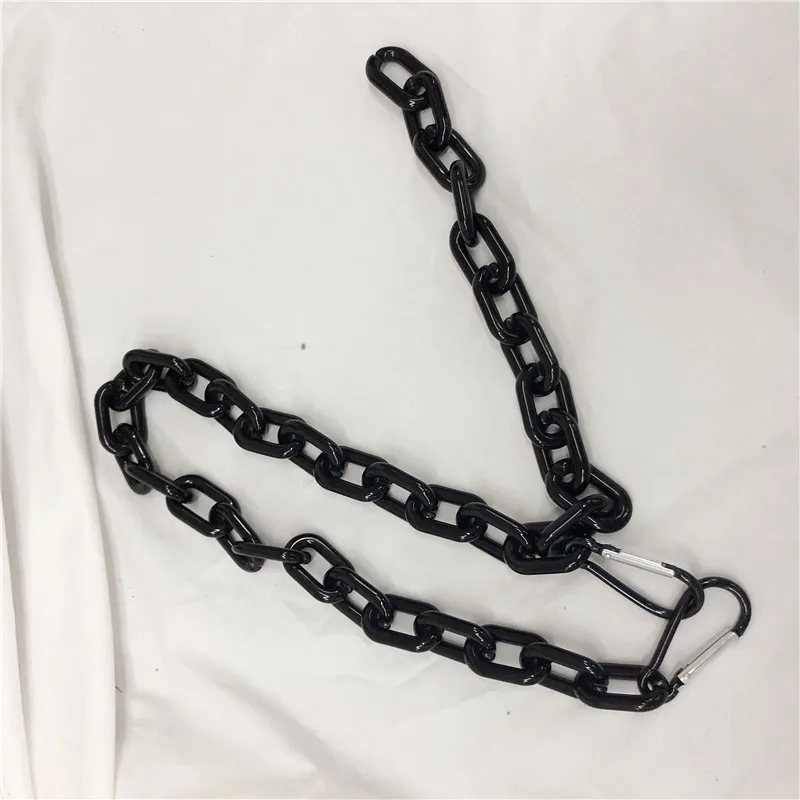 balck pant chain Панк Стиль Модные Акриловые твердые ожерелье браслет для женщин Ins Горячая Хип Хоп смолы штаны с цепочкой ювелирные изделия Harajuku унисекс чокеры - Окраска металла: balck pant chain