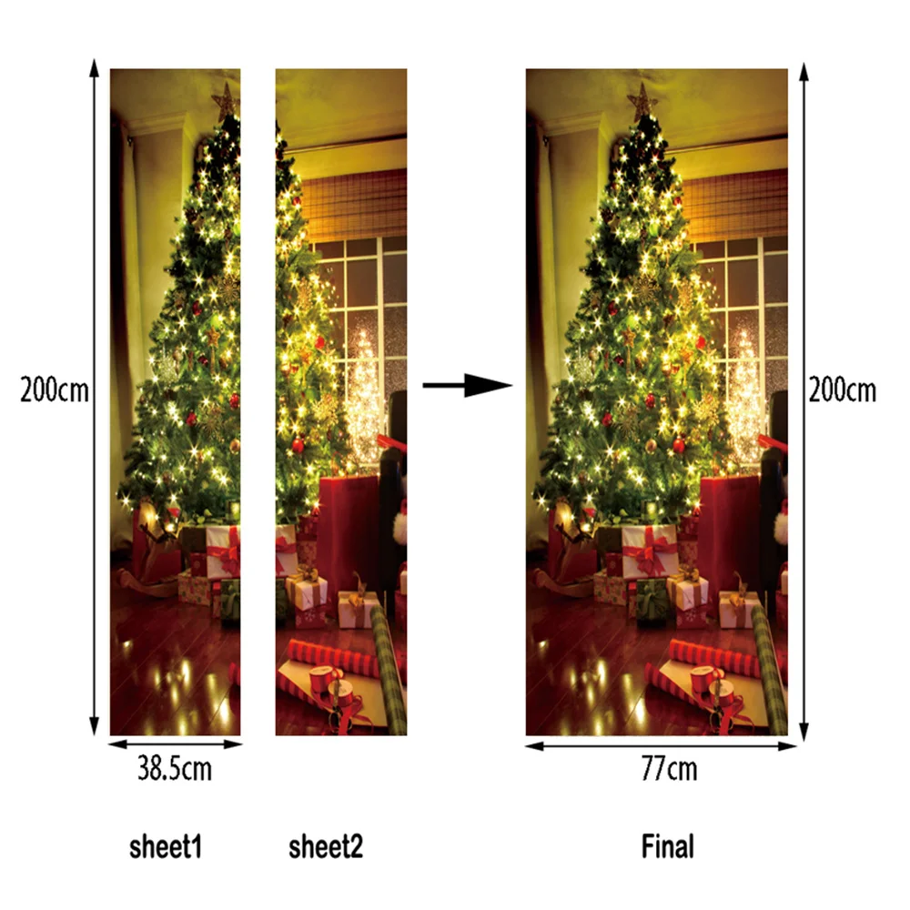 Украшение для дома водонепроницаемый подарок Рождественская дверная наклейка