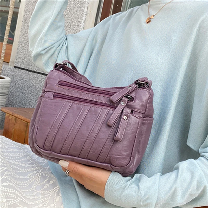 

Women's New Korean-Style Bags Pu Soft Leather Shoulder Bag Middle-aged Women Mommy Cool Girls Messenger Bag Large Capacity