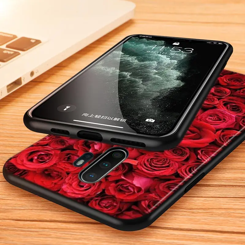 Красивые красные розы для OPPO Reno 5 4Z 4SE 4F 4 3 ACE 2F 2Z 2 Z 10X zoom A PRO Plus Lite Φ 4G черные мягкие -