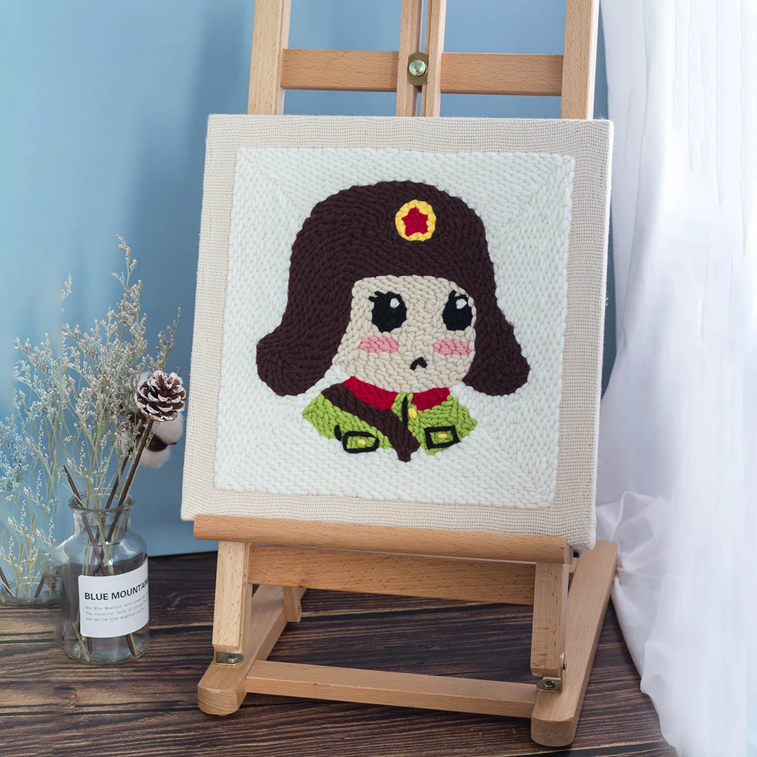 Набор вязаных шерстяных ковриков для рукоделия шерстяная вышивка с иглой 25x30 см