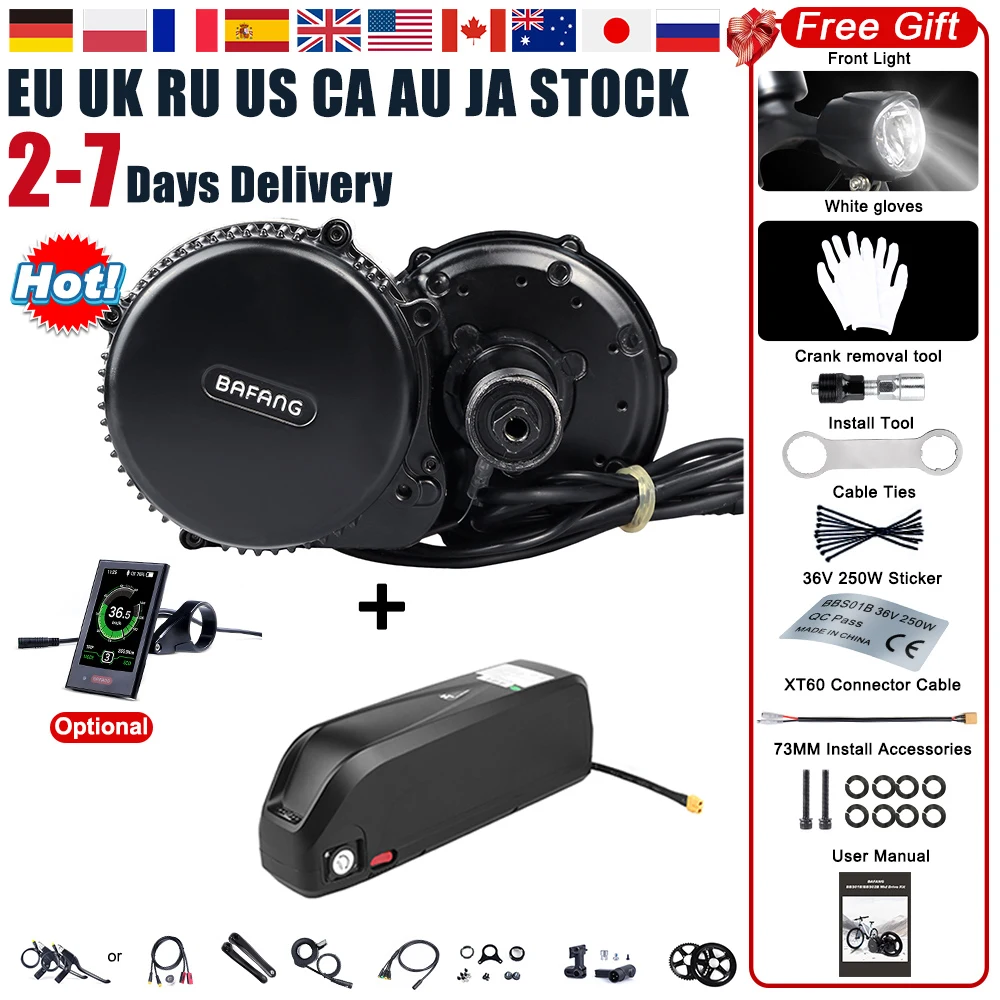

Bafang BBS02 Средний приводной двигатель 500 Вт 48 В Комплект электрического велосипеда с батареей 48 в 18 А/ч Hailong макс. Φ 21700