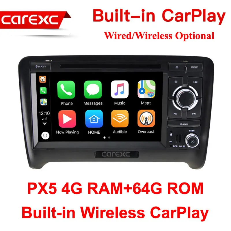 PX5 64G ROM CarExc 7 дюймов Android 9,0 Радио беспроводной CarPlay gps Навигация DVD плеер для Audi TT MK2 8J 2006 2007 2008 2009 2010 2011 2012 - Цвет: PX5 64G ROM