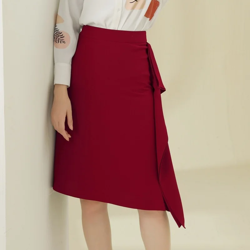 

Spring 2021 new Korean women's dress high waist slim design sense minority straight tube solid color A-line skirt women woman