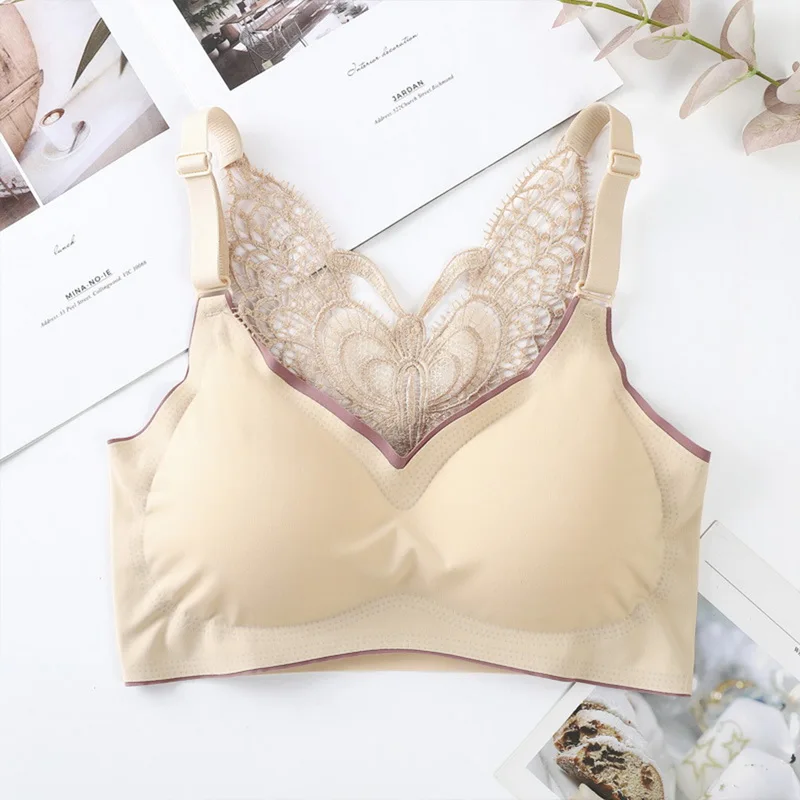 

Bra Large Size Without Steel Ring Fat MM Gather Bra To Prevent Sagging Thin Traceless Plus Size Bra Underwear Lady