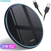30W Wireless Charger Pad For iPhone Samsung S21 S20 Type Induction Fast Charging Station Phone Chargers