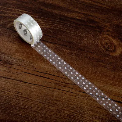 

1.5cm 3m 1 Pcs White Heart Transparent Style PET Tape DIY Scrapbook Sticker Label Masking Home Decor