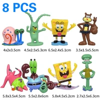 8pcs octopus crab action figures popular cartoon anime figure model doll cake decoration ornaments sponge toys for children