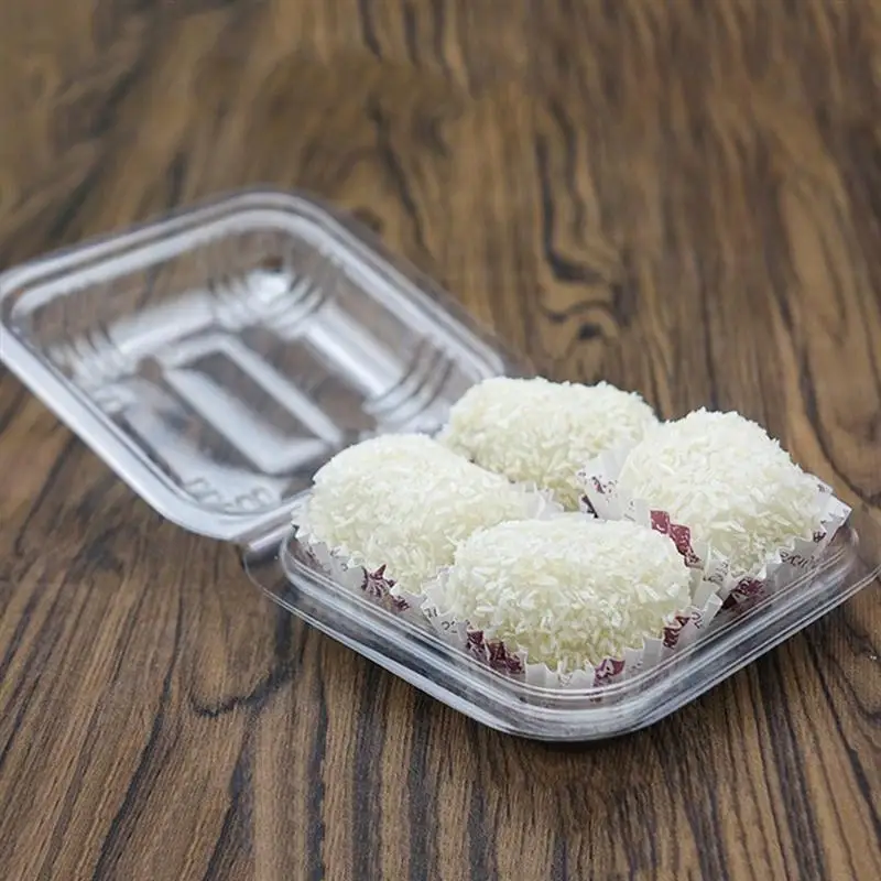 100 шт одноразовые прозрачные пластиковые коробки откидная крышка четыре сетки