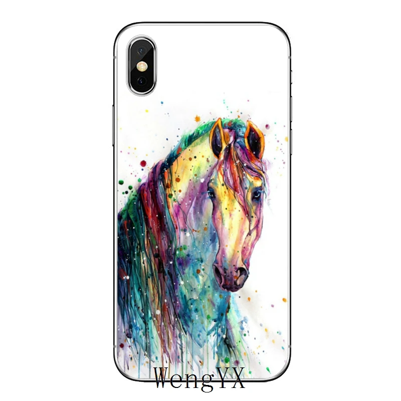 Акварельный рисунок лошади для iPhone 11 pro XR X XS Max 8 7 6s plus SE 5s 5c iPod Touch 5 6 Чехол|Бамперы| |