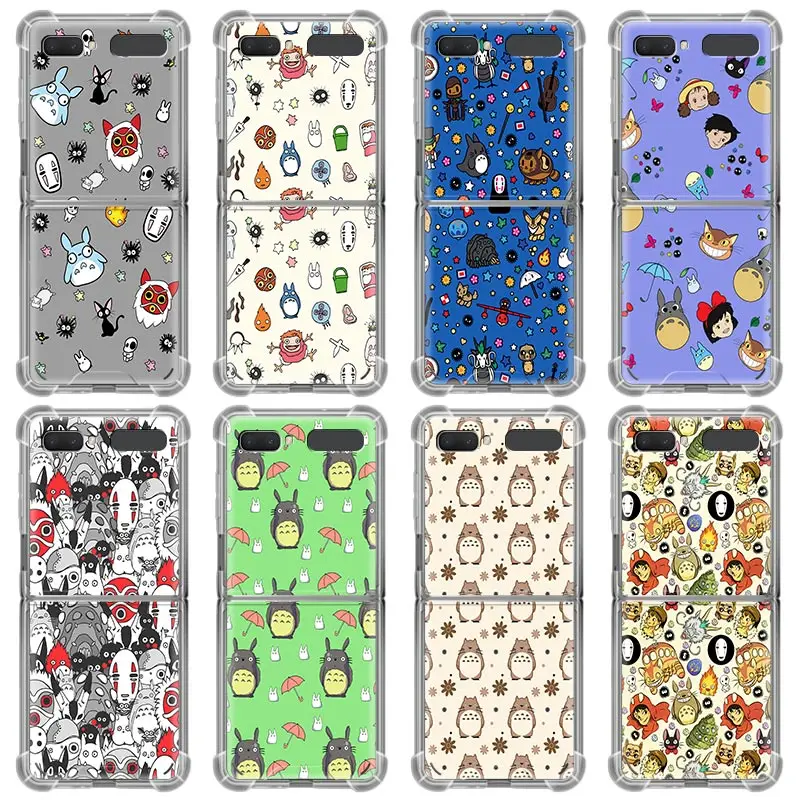 

Airbag Shockproof Cover Phone Case For Samsung Galaxy Z Flip 5G Z Flip TPU Soft Coque Capa Shell Cartoon Japan Anime Totoro