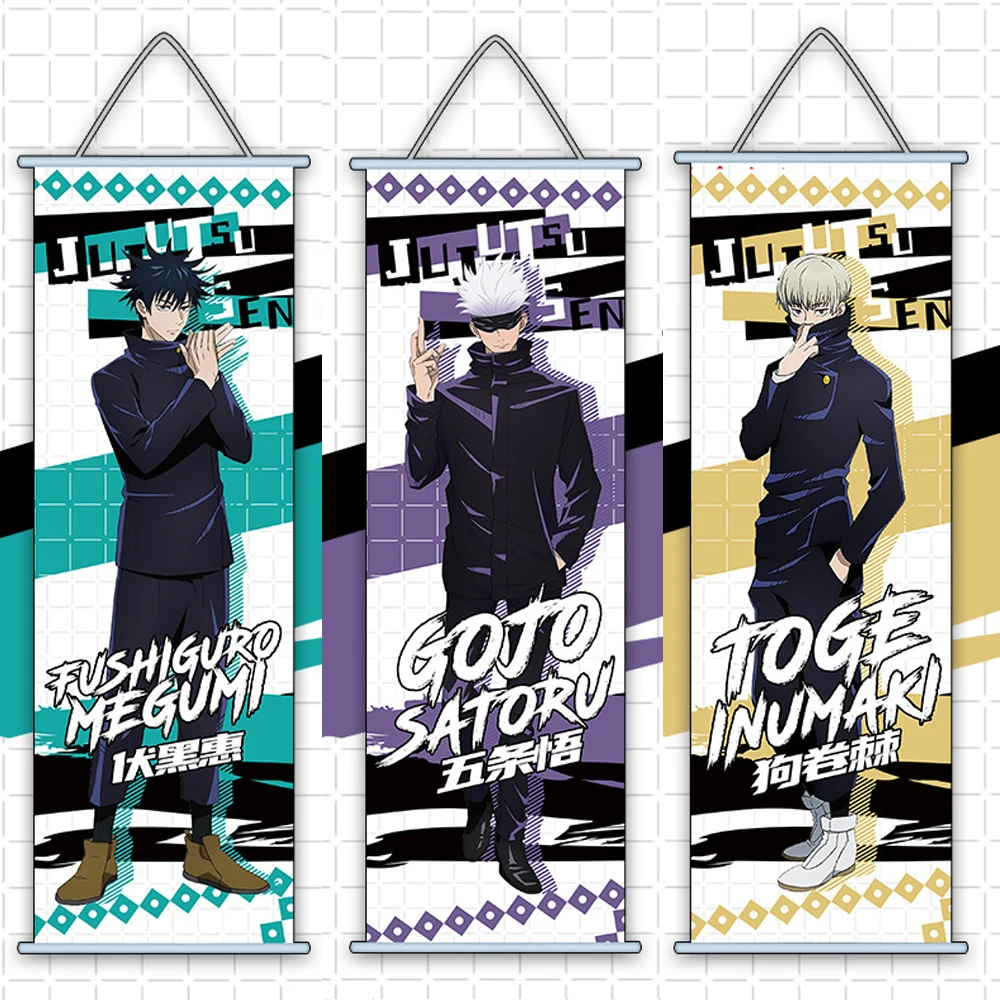 

Anime Jujutsu Kaisen Hanging Pictures Cosplay Itadori Yuuji Satoru Gojou HD Print Wall Poster Scroll Room Decor Props