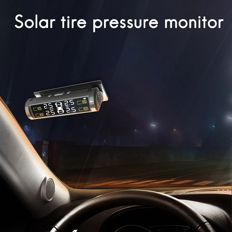

Car TPMS Solar Tire Pressure Monitoring System LCD Color Screen Real-Time Tire Information External Sensor