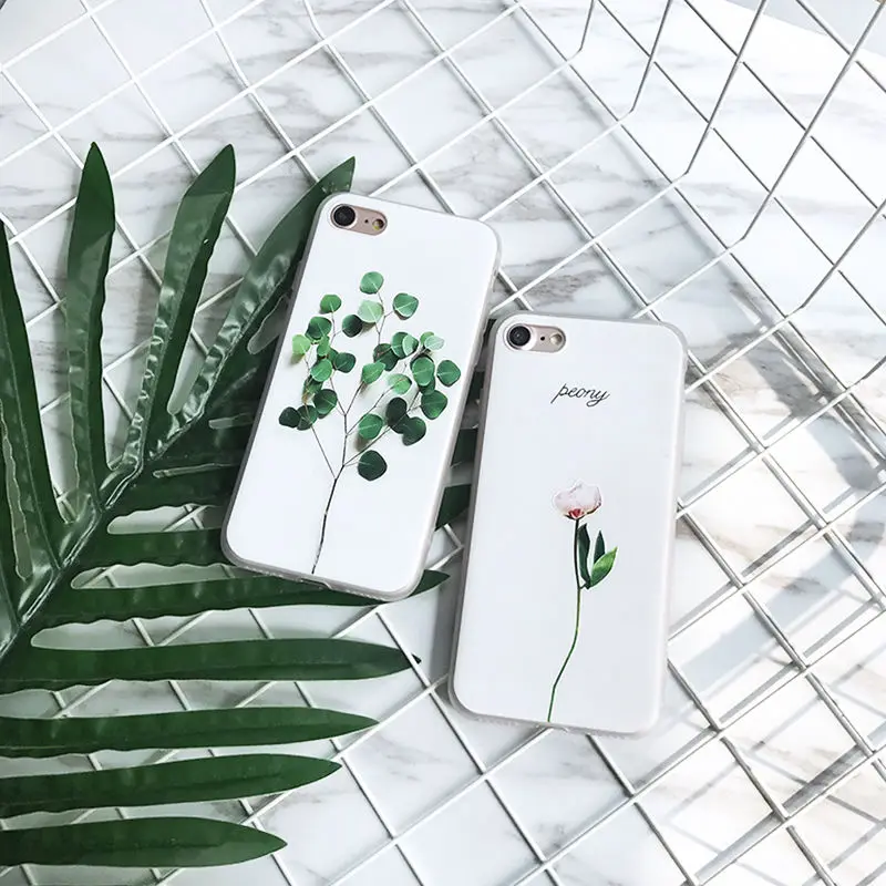 Luxury Cute 3D Floral Leaves Pattern Case Cover For iPhone 8 6 6S 7 Plus Rubber Soft TPU Silicone Phone for iphone 5 5S SE |