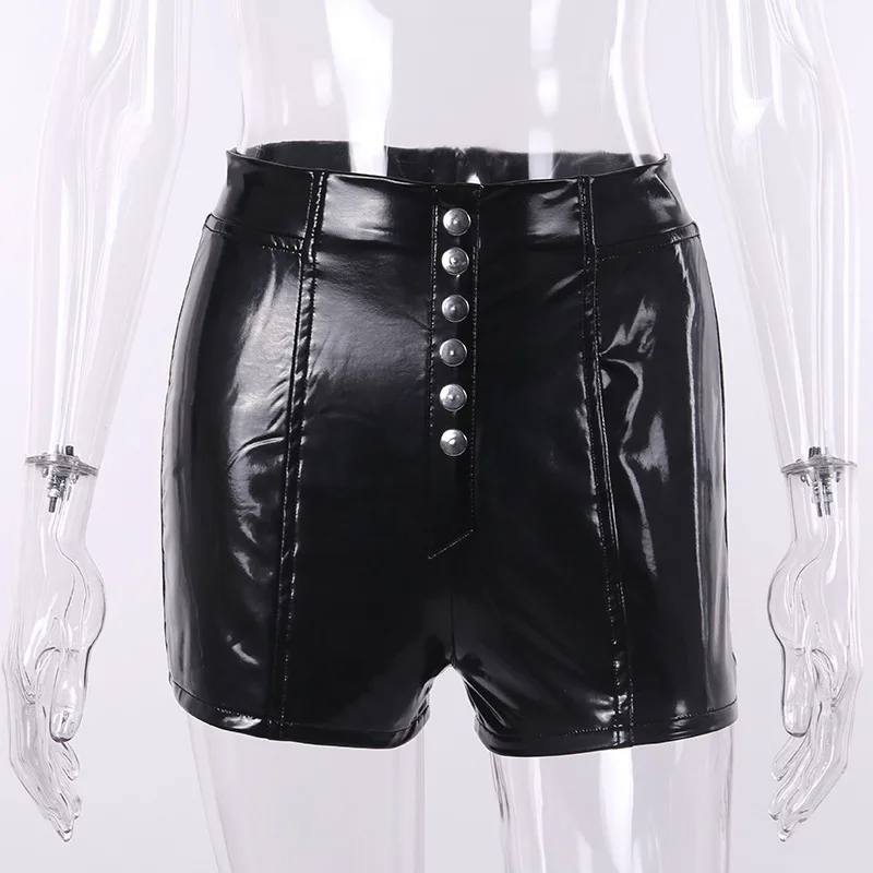 Женские лакированные шорты из ПУ кожи с высокой талией | Женская одежда