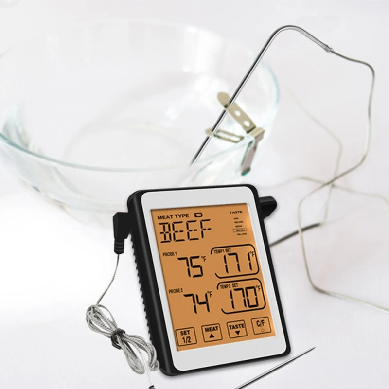 Двойной зонд цифровой термометр для приготовления мяса большой ЖК дисплей