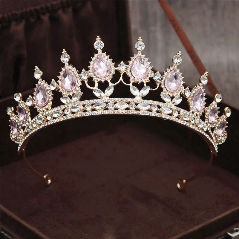 Gold Pink Роскошные серебряные Кристальные Звезды Повязки для волос винтажные Стразы Свадебная Корона-Тиара повязка для волос Свадебная Ювелирная тиара De Noiva Мода - Окраска металла: Gold Pink