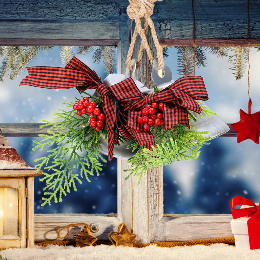 

Клетчатый бант, украшения для рождественской елки, милый клетчатый подвесной колокольчик, колокольчики с бантом, праздничные украшения для...