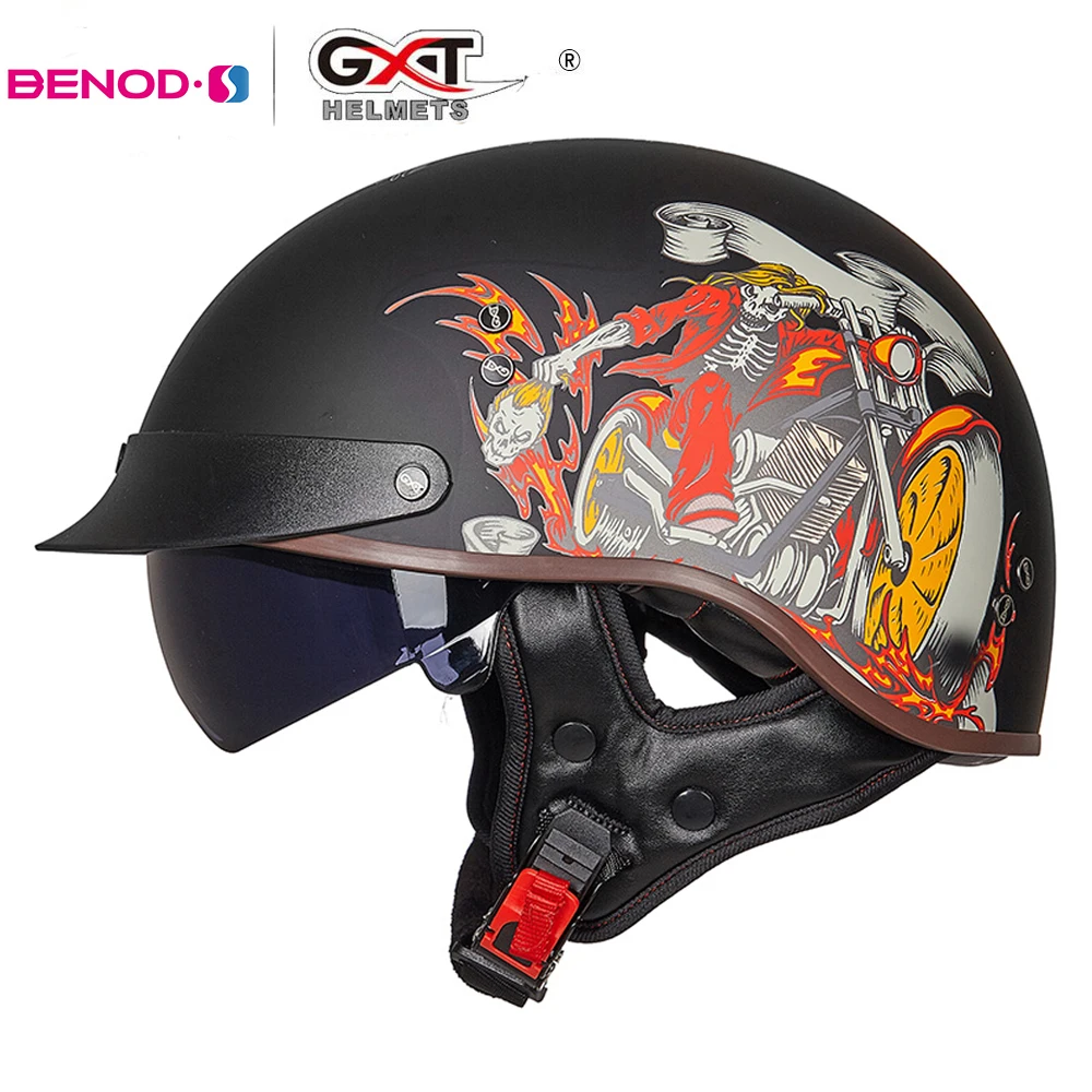 

GXT Retro Motorcycle Helmet Vintage Open Face Motorcross Scooter Biker Motorbike Racing Riding Helmet DOT Certification Unisex