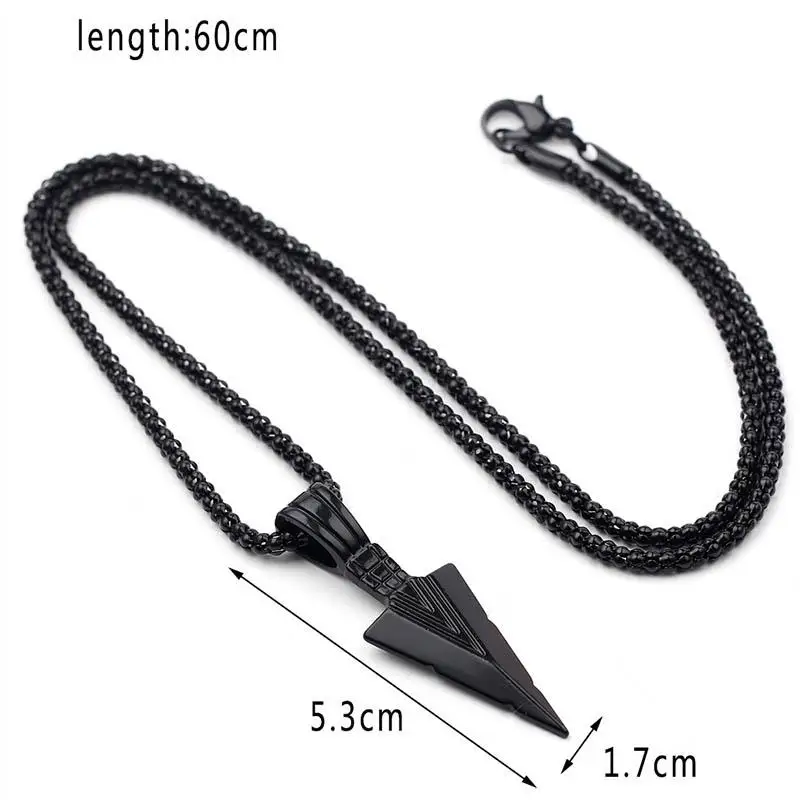 

Matte Long Necklace with Arrow Pendant Jewelry Chain Black Hip Hop Punk Rock Christmas Design Hallow