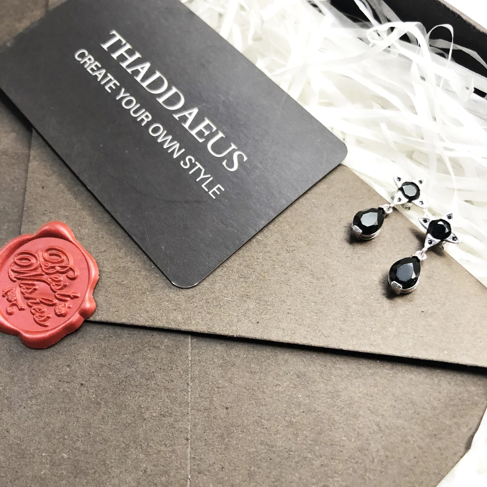 

Ear Studs Black Water Drop,Europe Magical Jewerly For Women,2020 Summer New Graphic Design Vintage Gift In 925 Sterling Silver