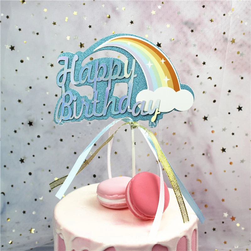 1 шт. Блестящий Топпер для торта С Днем Рождения радужные топы кексов детского
