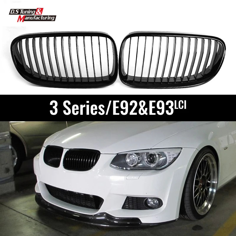 Pair Gloss Black Front Bumper Kidney Grille For BMW E92 E93 3-Series 2010-2014 LCI 320i 328i 335i Racing Grills Car Accessories