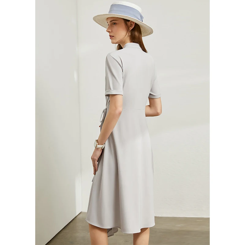 Женское платье с круглым вырезом AMII повседневное однотонное высокой талией и