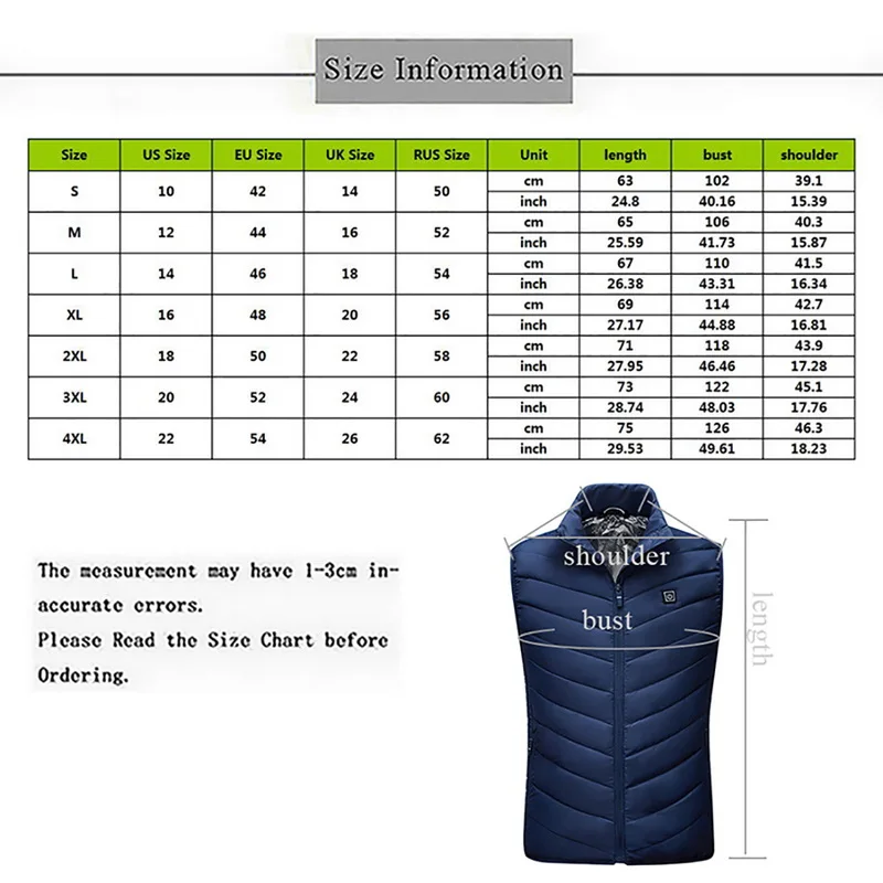

Unisex Electric Vest Heated Cloth Jacket USB Thermal Warm Heated Pad Body Warmer Winter Clothes Cycling Camping Hiking Skiing