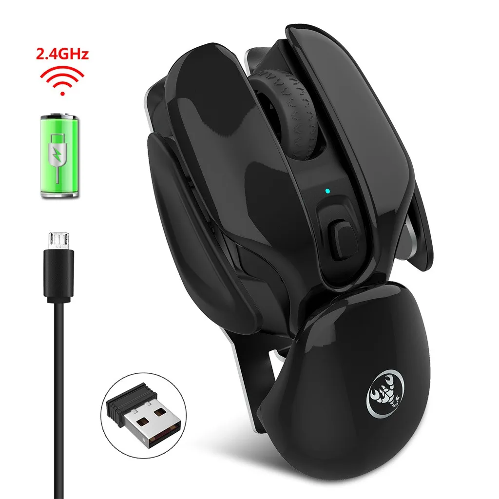 

Rechargeable 2.4G Wireless Mouse Metal Noiseless Silent Click 1600 DPI Optical Mouse Ergonomic Gaming Mice For PC Laptop #BL3