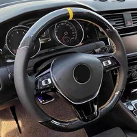 car steering wheel cover for volkswagen vw golf 7 mk7 new polo jetta passat b8 tiguan black genuine leather car interior