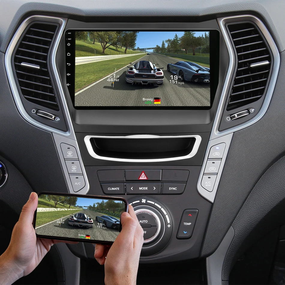 Jansite " Автомобильный радиоплеер для hyundai Santa fe 2013- Авторадио Android 2G+ 32G Сенсорное зеркало-link плееры с рамкой