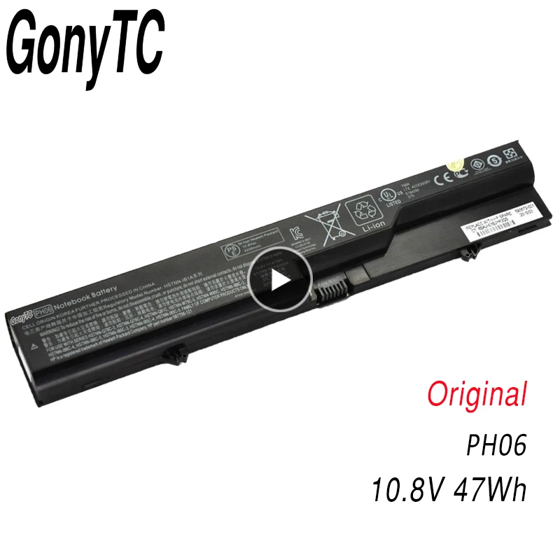 Оригинальный аккумулятор PH06 для HP ProBook 4325s 4320s 4321s 420 425s 4520s 4326s 4420s 4421s 4425 HSTNN LB1A 4525