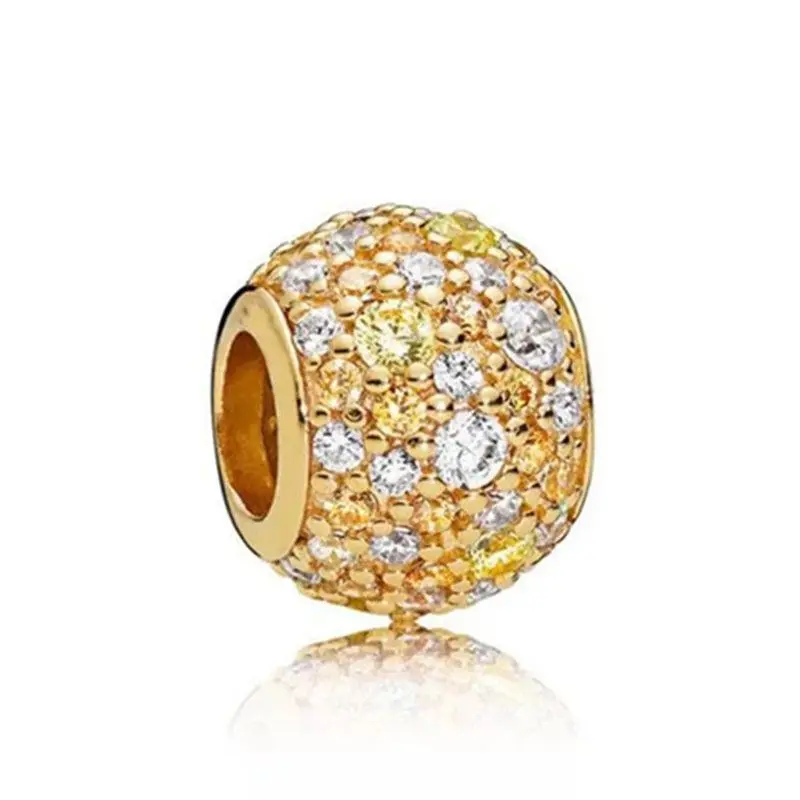 

1 шт. Новые Красивые Золотые шарики Стразы Подвески DIY бусины подходят для оригинального браслета Pandora Шарм Дамы Ювелирные изделия Подарки