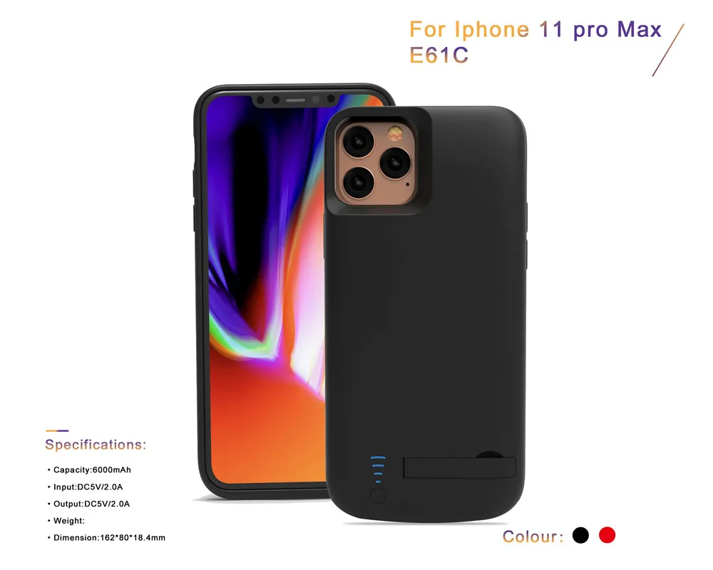 6000 мАч зарядное устройство чехол для iPhone 11 Pro Max резервного питания банк зарядки чехлы для iPhone 11 ударопрочный корпус питания крышка 2A