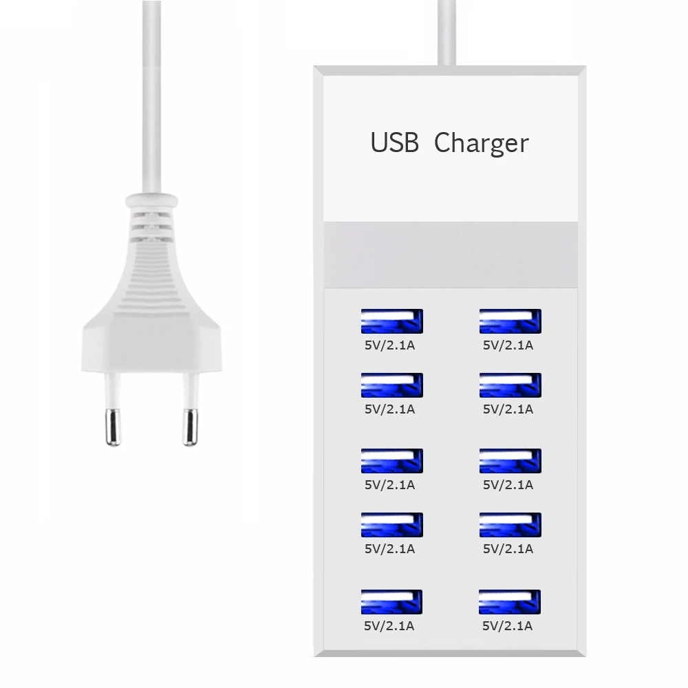 

60W 10 Port Fast USB Charging Port Power Strip Adapter Wall Travel Desktop Charger For Mobile Phone Tablet USB Charger